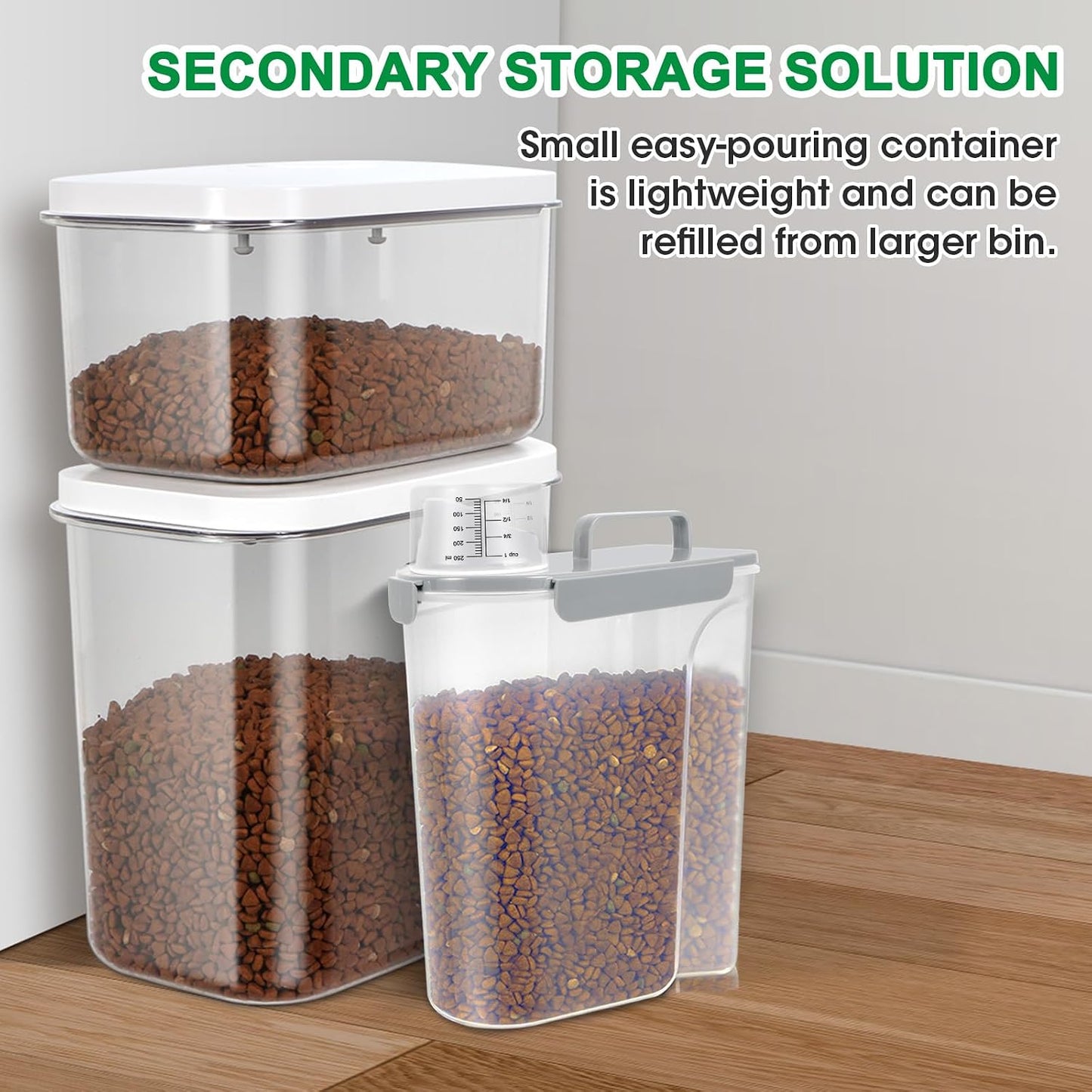 TBMax 10 Lbs Cat Dog Food Storage Container, 2026 Upgraded Large Pouring Container for Pet Food Storage, Bird Seed Dispenser, Portable Travel Kibble Holder -Dark Green