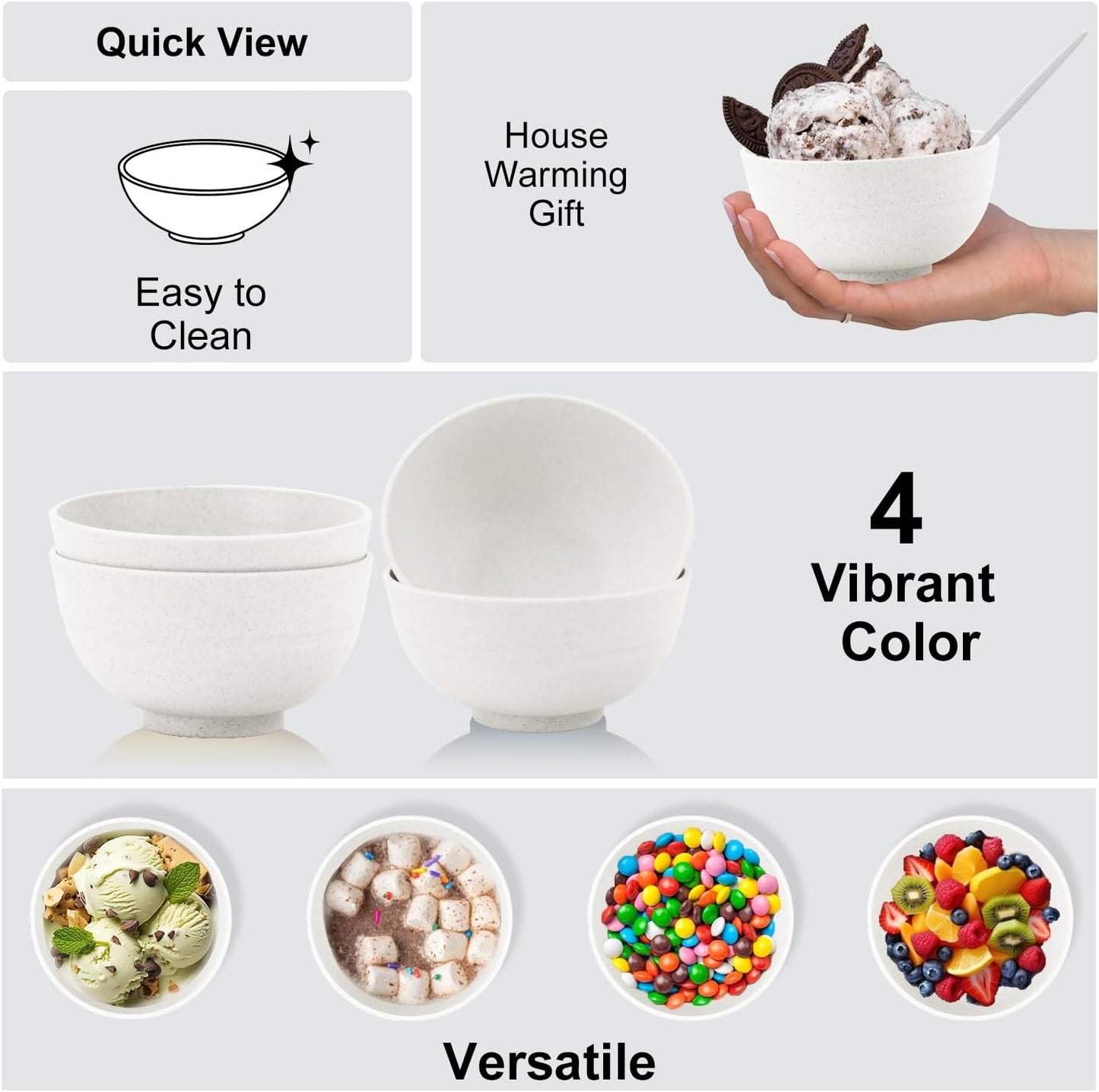 Wheat Straw Bowl Sets,8 PCS Unbreakable Cereal Bowl 26 OZ,Microwave and Dishwasher Safe Bowls,Bowl Sets for Camping and Picnic BPA Free Colorful Salad Bowls for Serving Soup,Oatmeal and Fruit Etc…