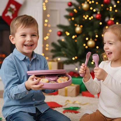 TalkTools Bitsy Silicone Baby Suction Plate with Locking Lid – Divided Plate for Toddlers Learning to Self-Feed – Non-Slip, BPA-Free, Microwave + Dishwasher Safe Baby Mealtime Plate(Pink).