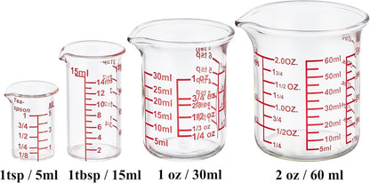 3 Piece Glass Measuring Cup Set, Includes 1/2-Cup, 1-Cup, and 2-Cup High Borosilicate Glasss Liquid Measuring Cups, Dishwasher, Freezer, Microwave, and Preheated Oven Safe, Essential Kitchen Tools
