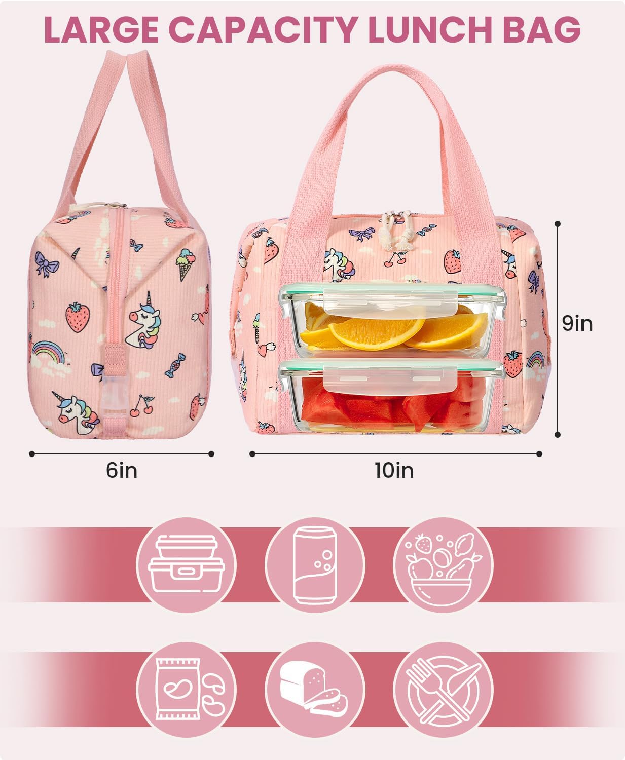 HowFly Lunch Bag Women Lunch Box for Women Cute Corduroy Insulated Lunch Bag Adult Large Cooler Lunch Tote Bags for Work Picnic Beach, Blue