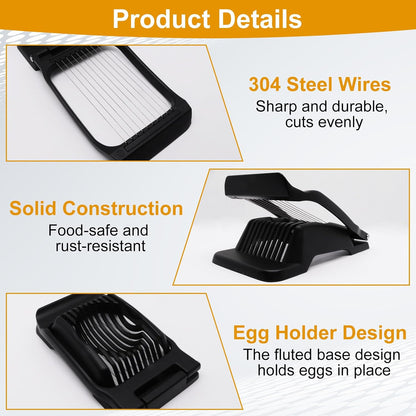 Egg Slicer for Hard Boiled Eggs, Food Slicer with 14 Stainless Steel Wires, Heavy Duty Hard Boiled Egg Cutter, Spam Slicer for Soft Fruit Strawberry Luncheon Meat Home Use (1Pcs, Yellow)