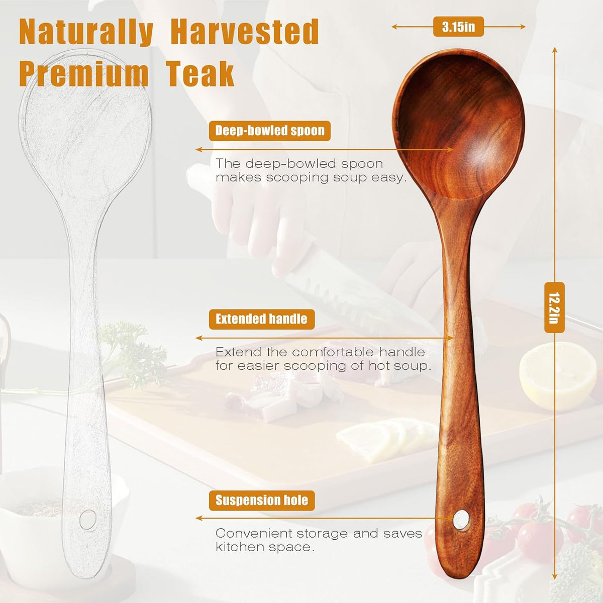 Wooden Spoons for Cooking, Natural Teak Wooden Kitchen Utensils Set Wooden Utensils for Cooking Wooden Cooking Utensils Wooden Spatulas for Cooking (10)