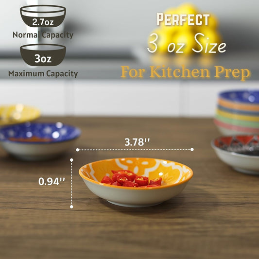 Ceramic Dipping Bowls, 3 oz Soy Sauce Dish Pinch Bowls Set of 6