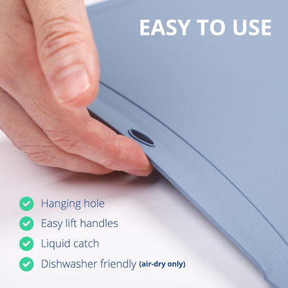 Blue Ginkgo TPU Cutting Mats [Set of 3] – Korean-Made Flexible, Knife-Friendly, Durable Kitchen Cutting Boards (Dark Gray, Gray, Blue)