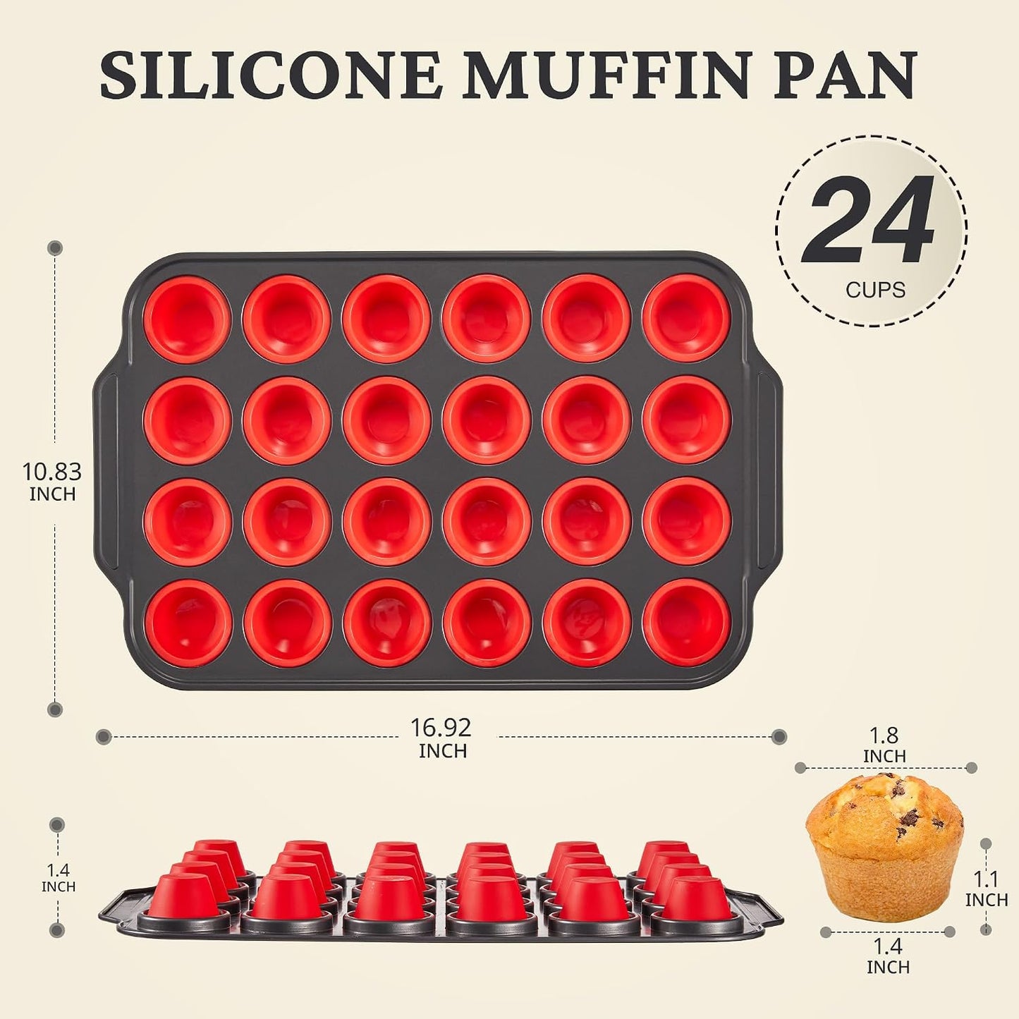 BRONYPRO Silicone Muffin Pans for Baking with Metal Frame, Egg Bite Molds, Cupcake Pans 12 Regular Size, Muffin Tins Easy to Pop Nonstick Non Toxic Bakeware for Oven,Blue