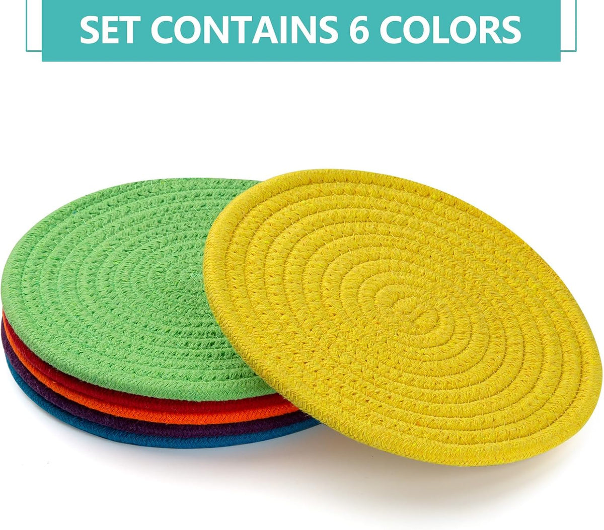 Trivets for Hot Dishes, Pots and Pans, 8 Inches Hot Pads 5 Pcs, Pot Holders for Kitchen, Heat Resistant Mat Protect Counter, Coasters Set Home Essentials Farmhouse Decor (Brown)