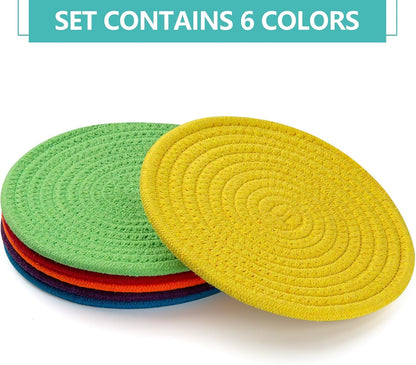 Trivets for Hot Dishes, Pots and Pans, 8 Inches Hot Pads 5 Pcs, Pot Holders for Kitchen, Heat Resistant Mat Protect Counter, Coasters Set Home Essentials Farmhouse Decor (Brown)
