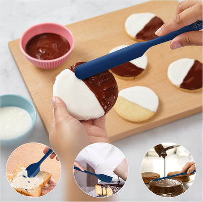 HOTEC Heat Resistant 600℉ Food Grade Silicone Rubber Spatula Set for Baking, Cooking, and Mixing Non Stick Dishwasher Safe BPA-Free Multicolor Set of 5