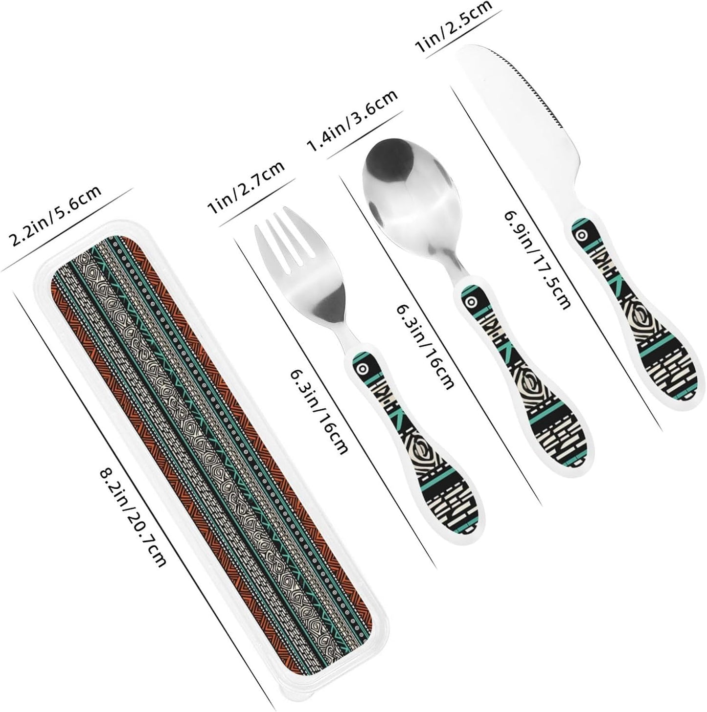 3-Piece Kids Silverware Set With Storage Case, Stainless Steel Reusable Children Safe Knife Spoon Fork Set African Animals Children Flatware Set For Kids Lunch Box