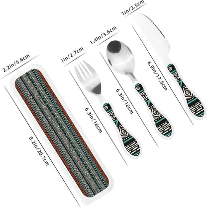 3-Piece Kids Silverware Set With Storage Case, Stainless Steel Reusable Children Safe Knife Spoon Fork Set African Animals Children Flatware Set For Kids Lunch Box