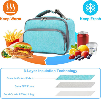 FlowFly Kids Lunch box Insulated Soft Bag Mini Cooler Back to School Thermal Meal Tote Kit for Girls, Boys, Astronaut - Colors B