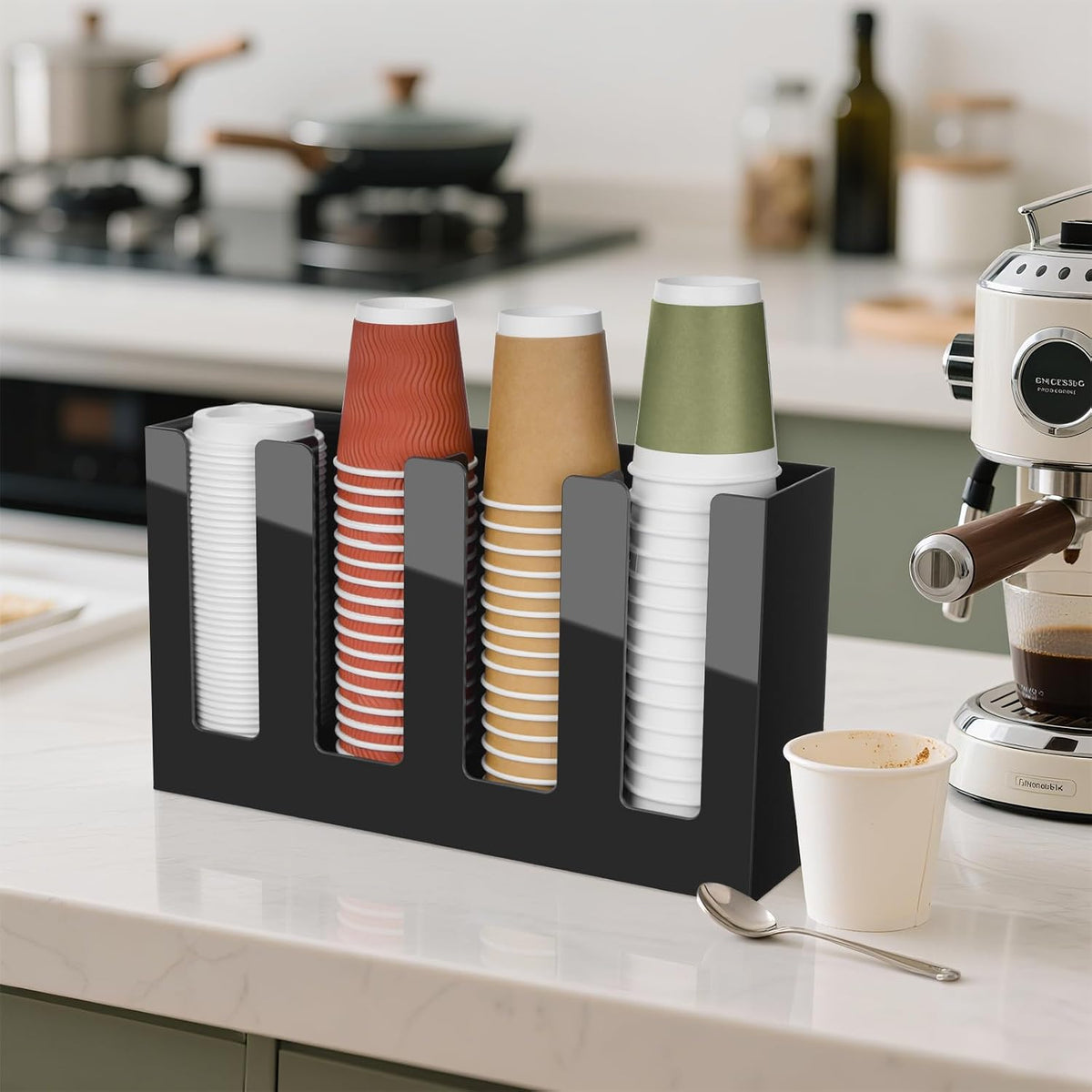 Coffee Cup Dispenser, Cup and Lid Organizer fits 5 to 16 oz Disposable Cups