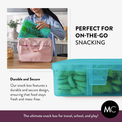 Large Kids Snack Box Containers Set of 2 -100 Labels, BPA-Free, Adjustable Compartments, Dishwasher Safe, Reusable Tray, Food Grade, Meal Prep Container, PARENT TESTED PARENT APPROVED AWARD (Clear)