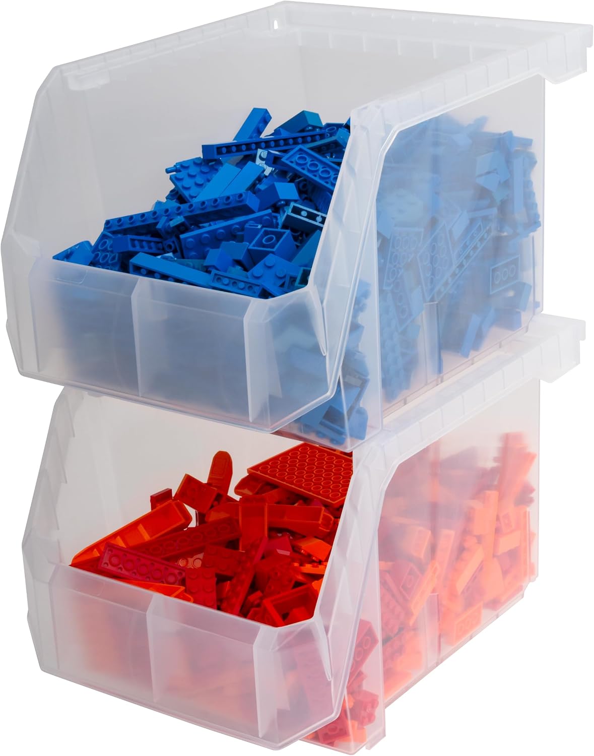 ReadySpace Medium Plastic Storage Bins, Stackable Organizer Containers for Closet Pantry Shelf Garage and Office Organization, Clear, 8 Pack
