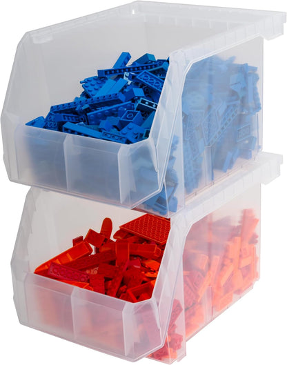 ReadySpace Medium Plastic Storage Bins, Stackable Organizer Containers for Closet Pantry Shelf Garage and Office Organization, Clear, 8 Pack