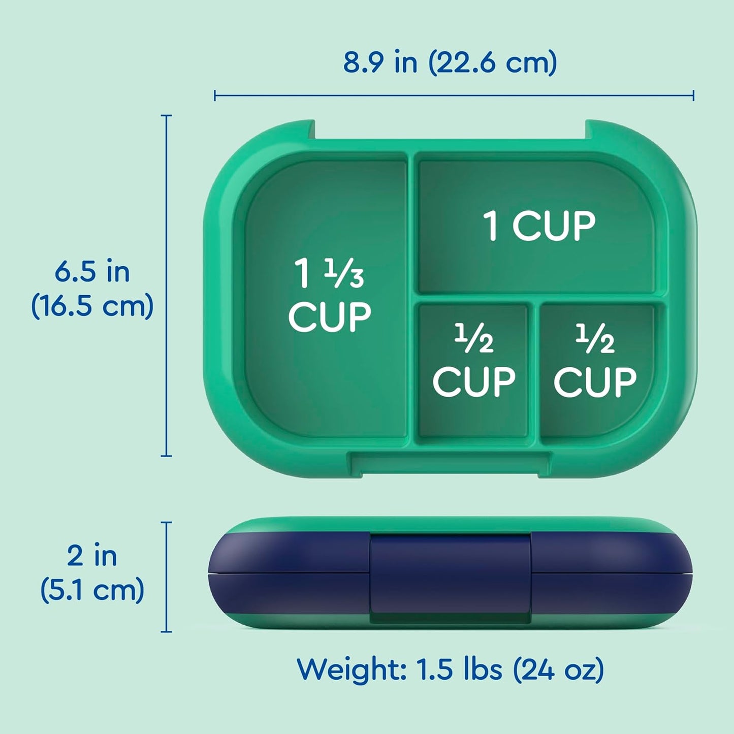 Bentgo Chill Kids Leak-Proof Lunch Box - 4-Compartment Bento Box with Built-In Ice Pack, 3.3 Cup Capacity, PFAS & BPA-Free, Microwave & Dishwasher Safe, Ideal Size for Ages 3 to 7 (Truly Teal)