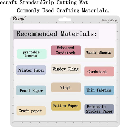 Ecraft 12x12 Cutting Mat for Silhouette Cameo 5/4/3/2/1, Variety Grip (StrongGrip, StandardGrip, LightGrip), Gridded Non-Slip Replacement Mats for Crafts, Quilting & Sewing