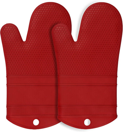 Yutat Silicone Oven Mitts - Oven Mitts and Pot Holders Sets Made of Non-Slip & BPA-Free Silicone, High Heat Resistant 500 Degrees, Perfect for Kitchen Cooking Baking BBQ, Peak Green