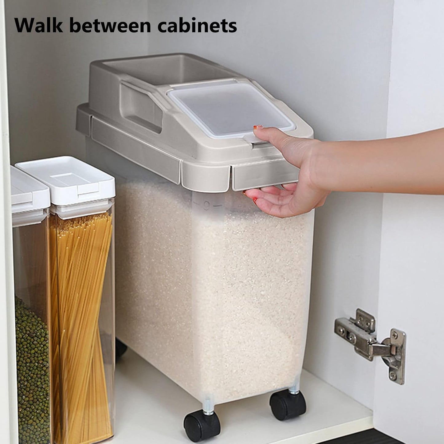 Rice Dispenser, Large Rice Container with Scale Measuring Cylinder, 2024 New Household Rice Storage Container with Time Scale, Cereal Dispenser Bucket, for Home Kitchen Pantry Organization
