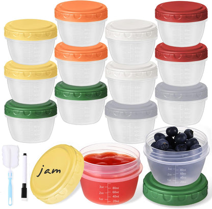 6pcs 10 oz Small Plastic Containers with Lids, Salad Dressing Container Reusable Small Food Storage Containers for Meal Prep, Leakproof, Microwave Dishwasher Freezer Safe, BPA-Free