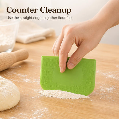 Dough Scraper Set, 4 Pcs Bowl Scrapers, Flexible Dough Cutters for Baking