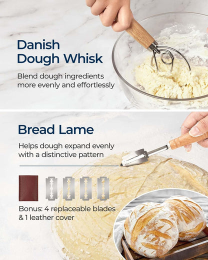 Banneton Proofing Basket Set, Sourdough Bread Baking Supplies (Plastic)