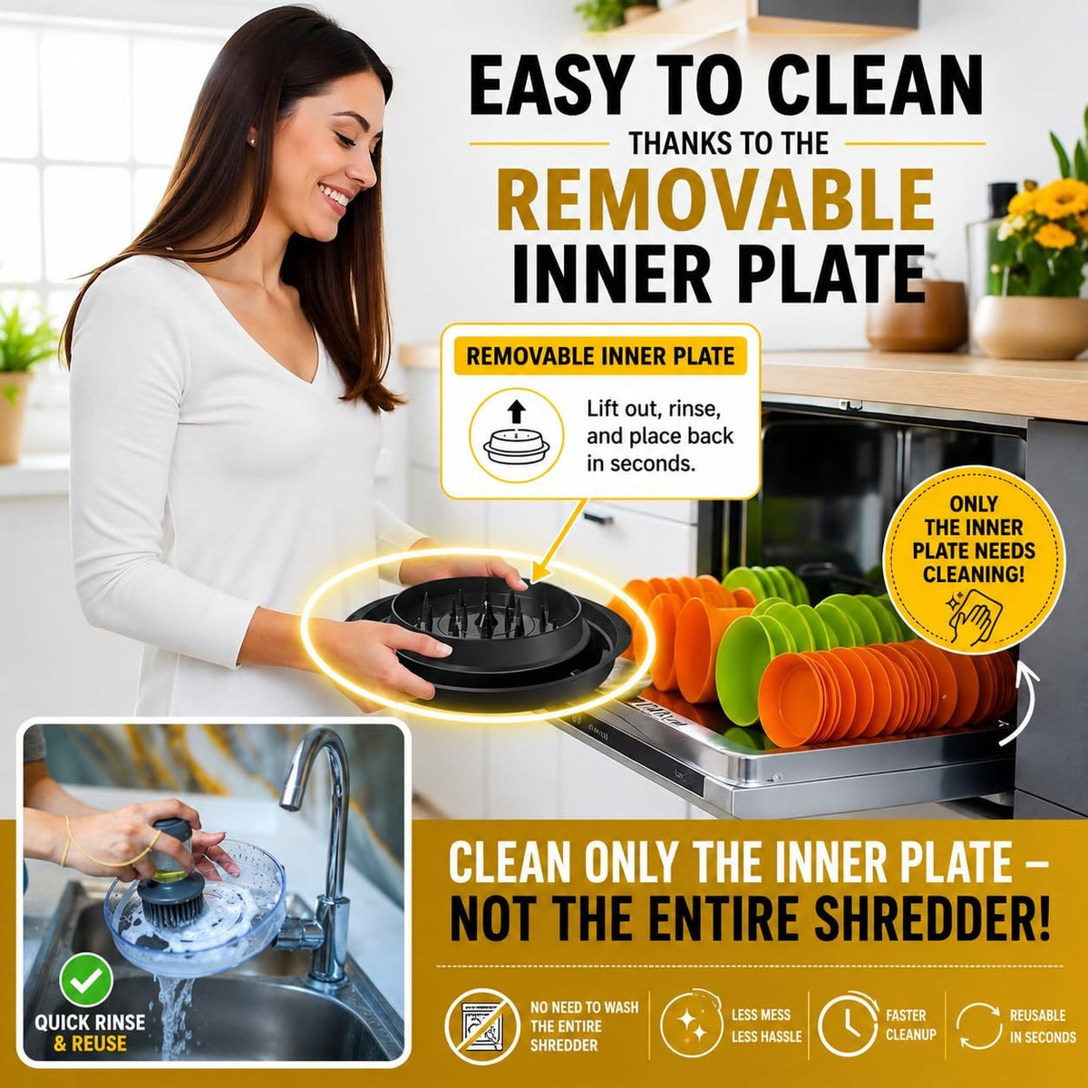 Chicken Shredder Heavy Duty – 11.8” Meat Shredder Twist - With Non-Slip Pads & Suction Cups, Large Chicken shredder tool twist Dishwasher Safe with Tongs & Soap Brush