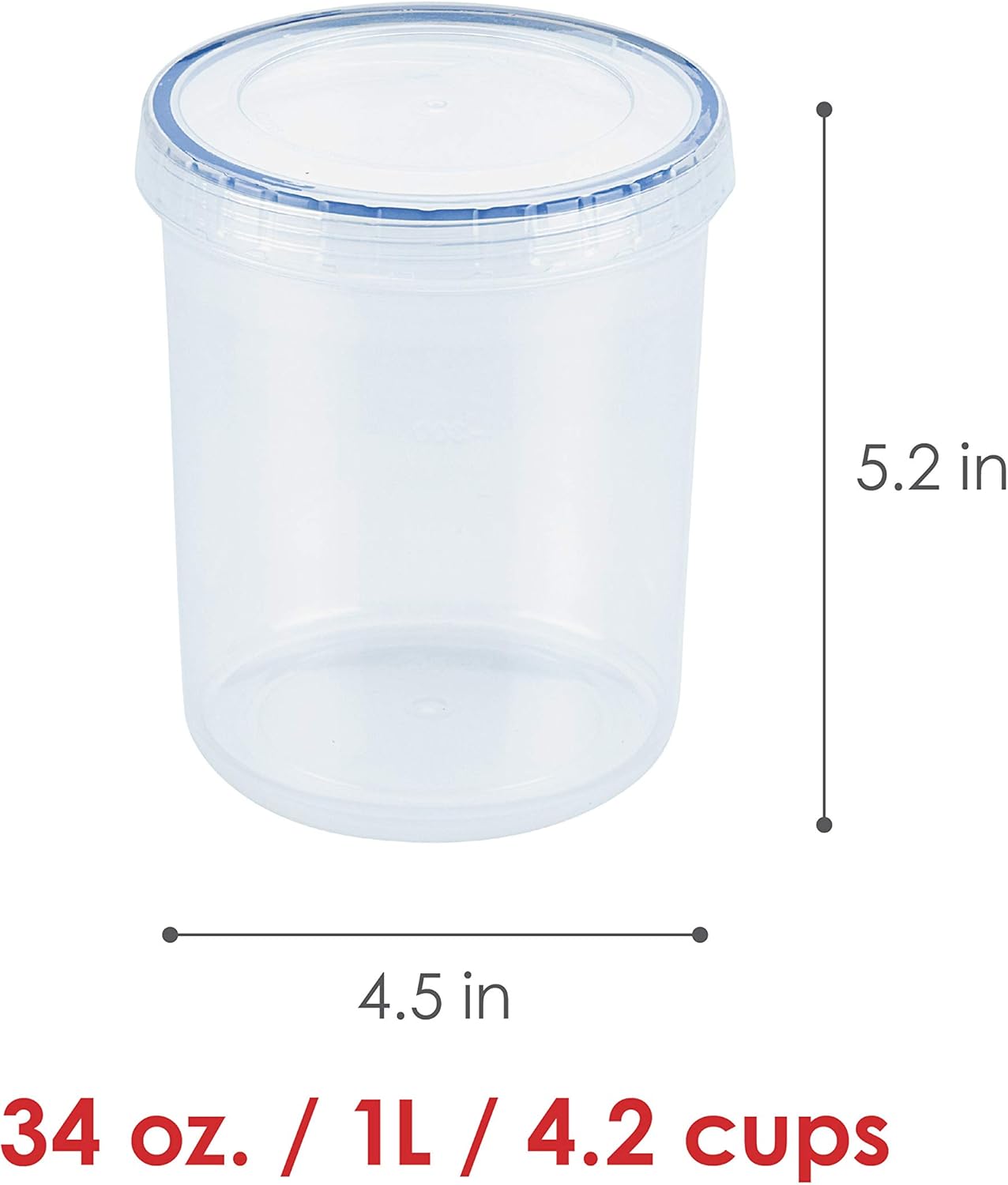 LOCK & LOCK Easy Essentials Twist Food Storage lids/Airtight containers, BPA Free, Tall-30.4oz Clear