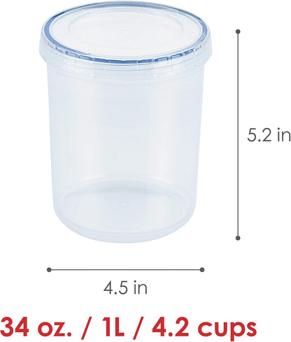 LOCK & LOCK Easy Essentials Twist Food Storage lids/Airtight containers, BPA Free, Tall-30.4oz Clear