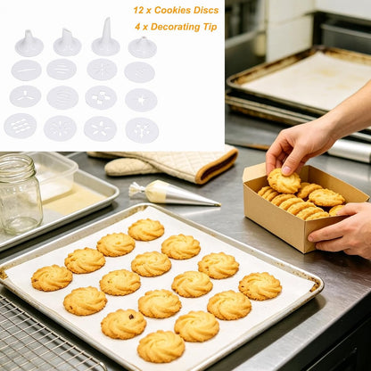 Cookie Press Set Battery Powered with 12 Discs and 4 Icing Tip