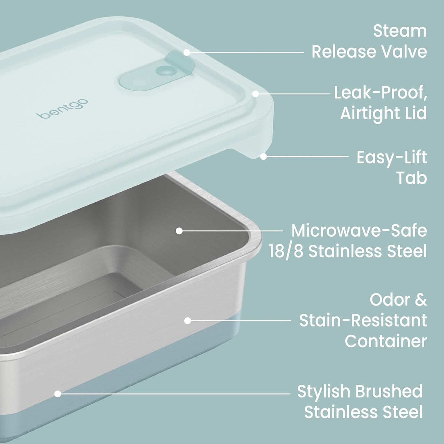 Bentgo MicroSteel Heat & Eat Container – Microwave-Safe, Leak-Proof & Airtight, Easy-to-Clean Lightweight Stainless Steel Reusable Food Storage with Silicone Lid (Snack Size; 2-Cup Capacity; Rose)
