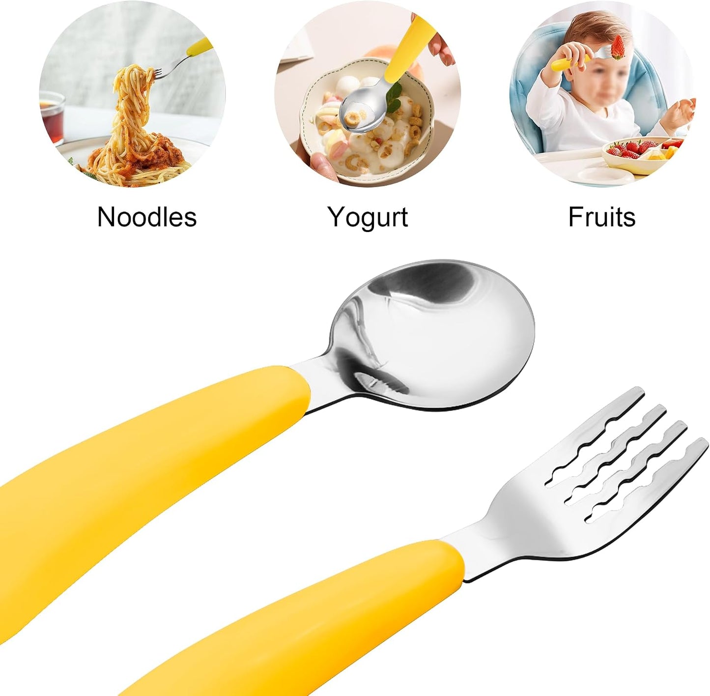VANRA 2 Pieces Toddler Fork and Spoon Set with Travel Case 18/8 Stainless Steel Toddler Utensils Kids Silverware Children Flatware Child Cutlery Set for School Lunch Box (Blue)