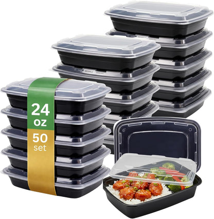Meal Prep Containers [30 Pack] Rectangular Food Storage Containers with Lids, Bento Box, BPA Free, Stackable, Microwave/Dishwasher/Freezer Safe To Go Food Containers for Meal Prep (32 oz)