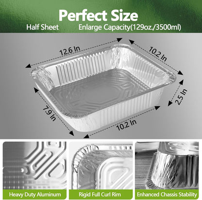 Thickened 35 Pack Heavy Duty Aluminum Pans, 8x8 Small Disposable Aluminum Baking Pans, Square Tin Foil Roasting Tray for Cooking, Meal Prep, Catering, Events, Carton Packaging