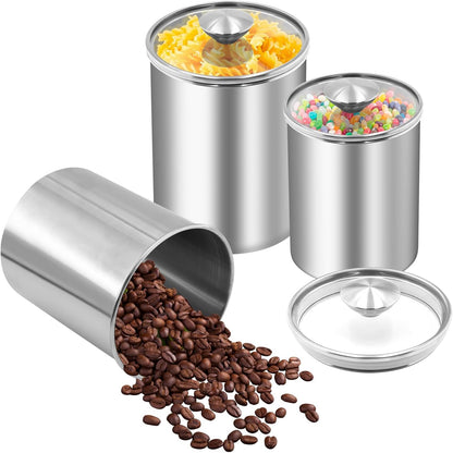 ENLOY 165oz Stainless Steel Airtight Canister for Kitchen, Large Flour Coffee Bean Tea Cereal Sugar Cookie Metal Food Storage Canisters with Clear Lid and Sturdy Locking Clamp (7.7 * 7.7 * 8.4in)