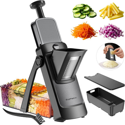 SupMaKin Upgrade Safe Mandoline Slicer Plus, Vegetable Chopper, Potato Slicer, Food Slicer Onion Chopper, Fry Cutter, Veggie Salad Dicer Kitchen Chopping Artifact Gifts (Blue)