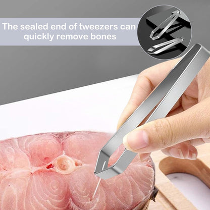Professional Stainless Steel Fish Bone Tweezers and Slant Pliers Remover Set - 2 PCS for Cooking Salmon Trout - Kitchen Fish Bone Remover