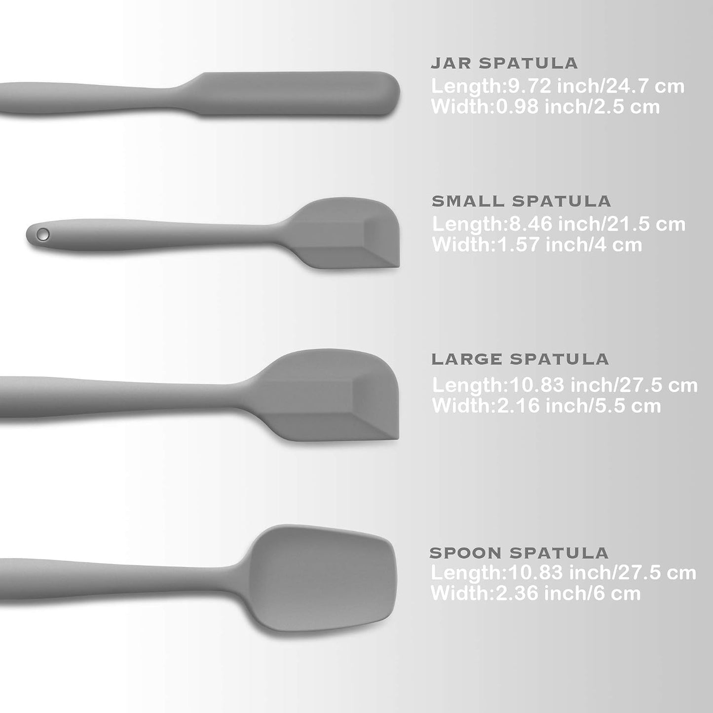 4 Piece Silicone Spatula Set, Flexible Heat Resistant Non-scratch Baking Cooking Rubber Spatulas with Stainless Steel Core, Black