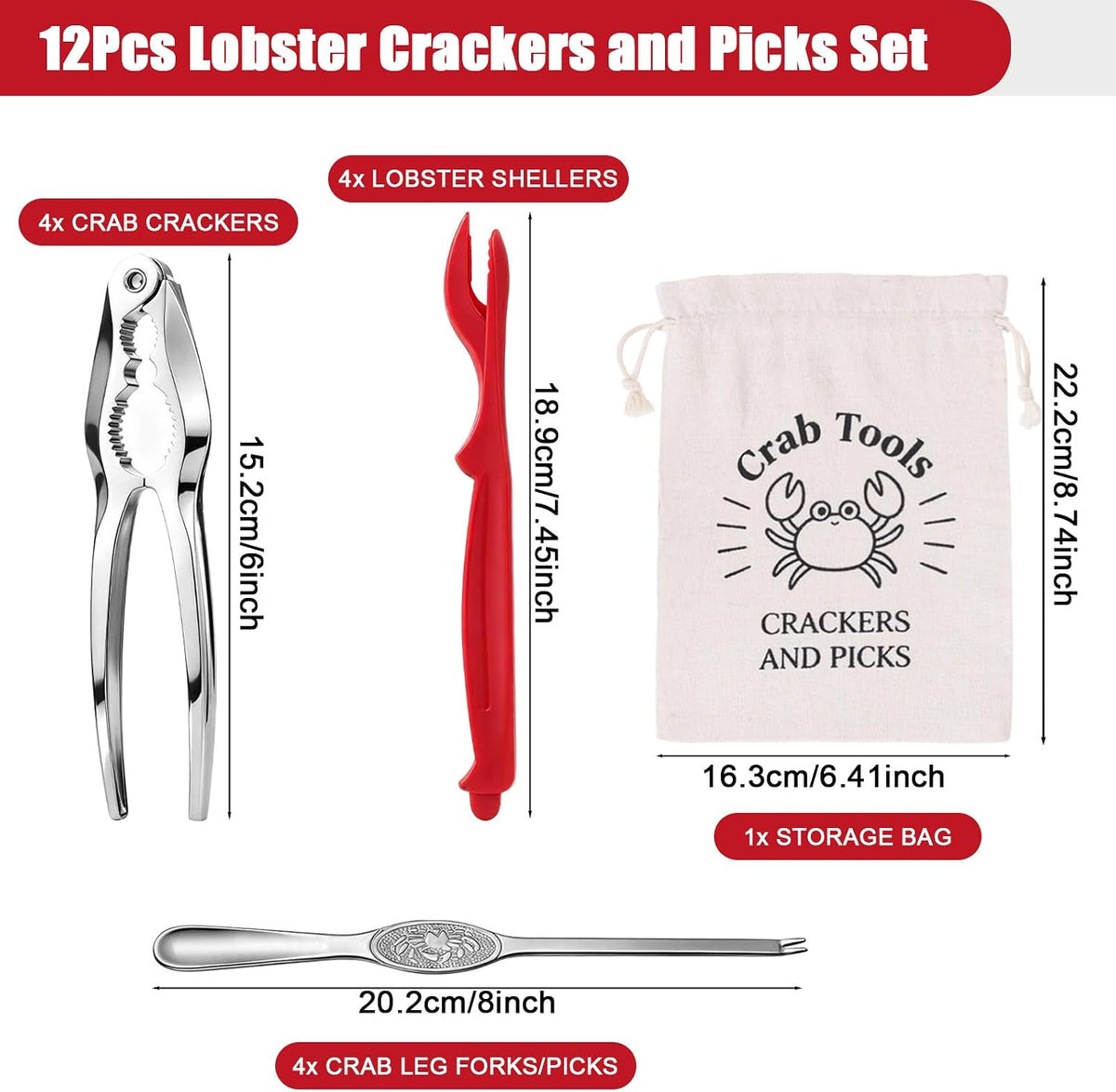 12 Pcs Crab Lobster Crackers And Picks Tools Nut Seafood Cracker Set