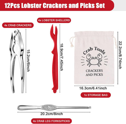 12 Pcs Crab Lobster Crackers And Picks Tools Nut Seafood Cracker Set