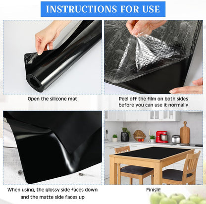 Hushee Silicone Mats for Kitchen Counter in Roll 120'' x 24'' Nonslip Cuttable Heat Resistant Mat for Kitchen Countertop Placemat(Dark Gray)