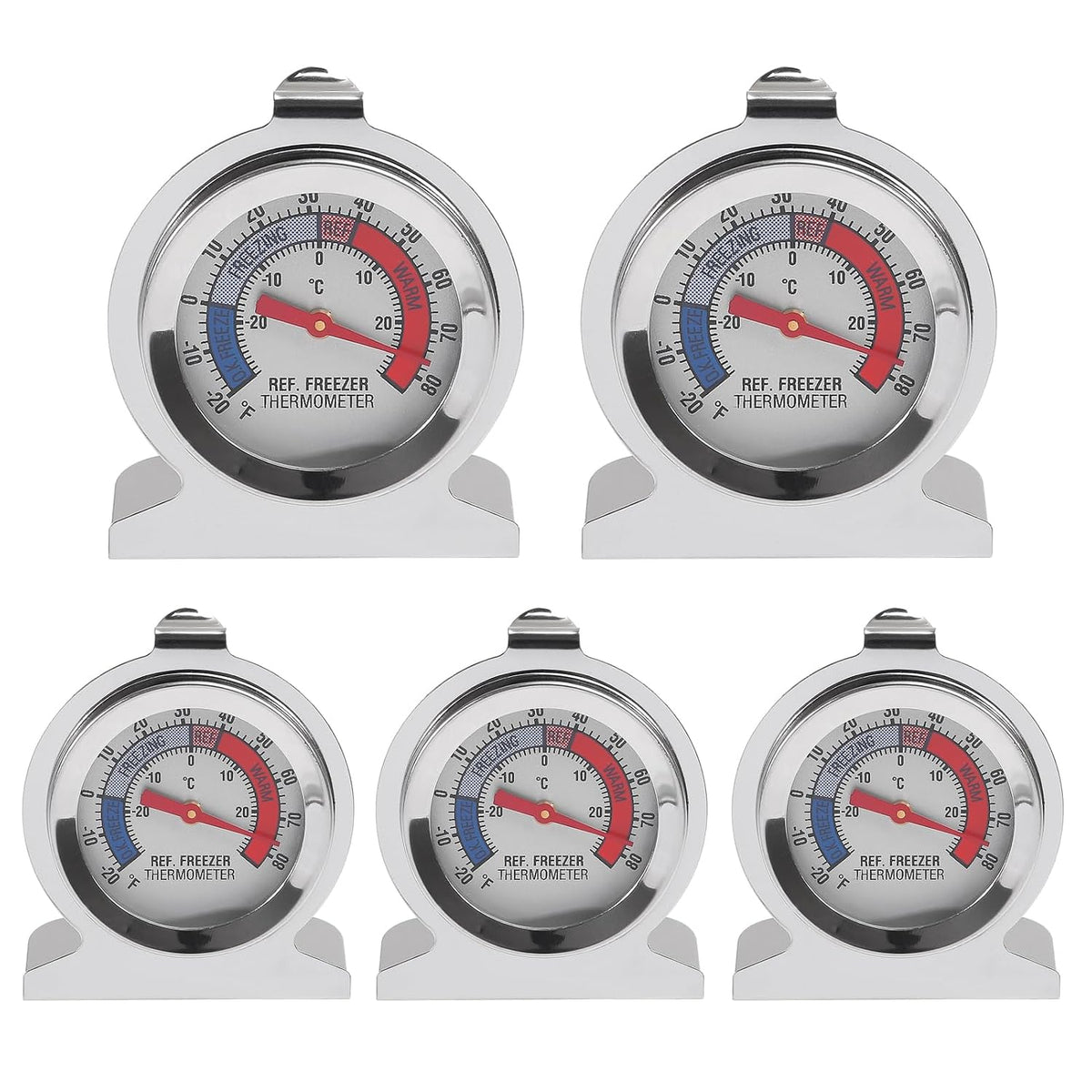 Refrigerator Thermometer -30~30°C/ 20~80°F Fridge Analog Freezer Thermometer Stainless Steel Large Dial Temperature Gauge for Home, Kitchen, Restaurants Refrigerator