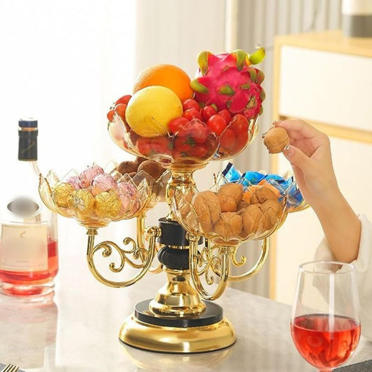 Flower Shape Appetizer Platter Rotating Snack Serving Tray Dried Fruit Plate Divided Serving Dishes for Home Living Room Cafe
