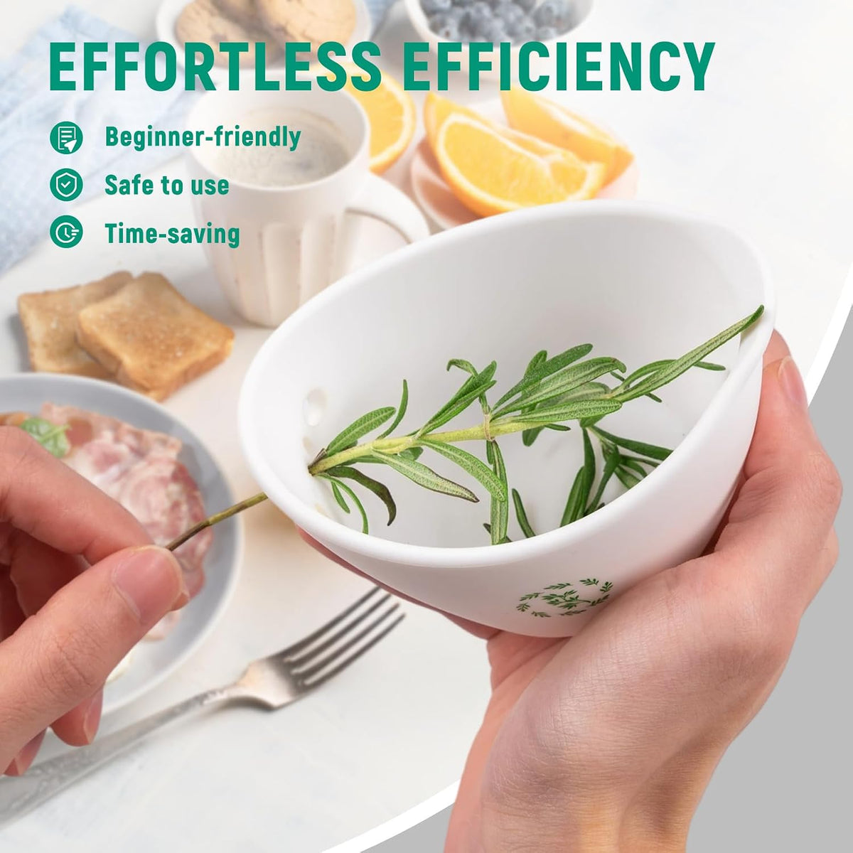 Herb Stripper Bowl with Foldable Spoon, Herb Stripper Tool