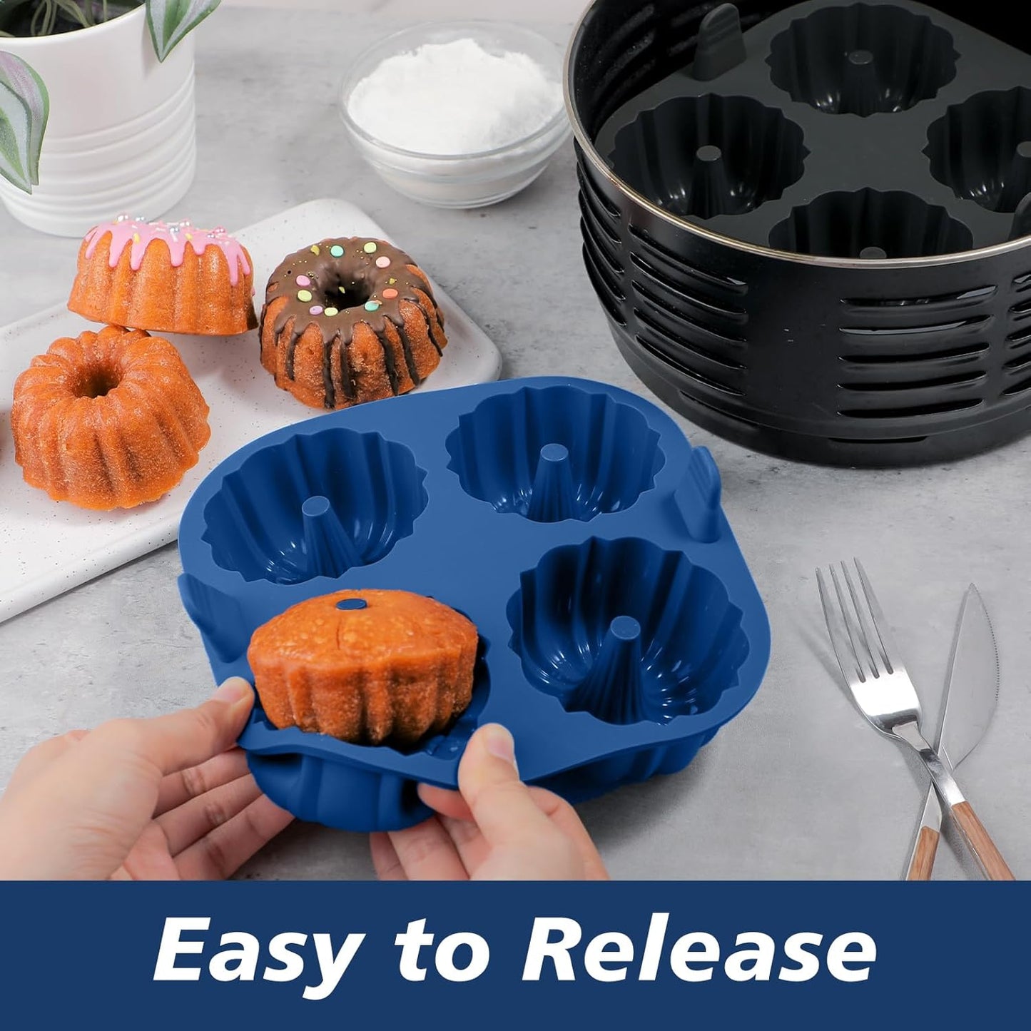 Webake Silicone Air Fryer Muffin Pan for Baking Egg Bites Silicone Mold, Nonstick 1.8 Inch Mini Muffin Tin BPA Free Set of 2