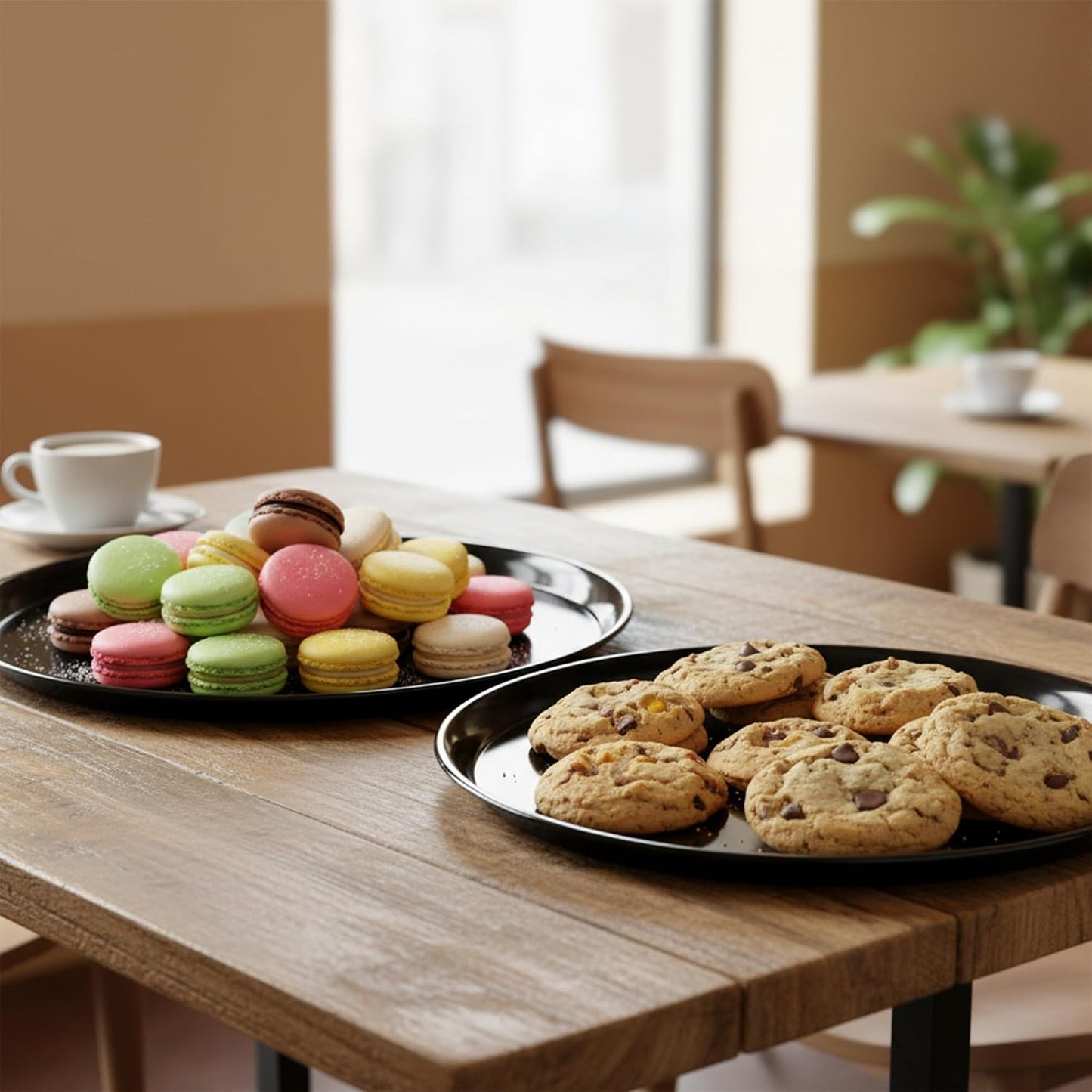 Smarty Had A Party 12 Inch Black Round Plastic Serving Tray – Heavy-Duty Party Platters & Catering Trays, Reusable or Disposable Plastic Trays for Serving Food, Elegant Party Tray Set of 25