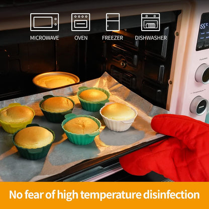 Silicone Cupcake Baking Cups 24 Pack Upgraded Reusable Muffin Liners Non-stick Cupcake Molds BPA Free, Dishwasher Safe