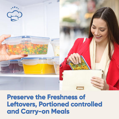 Chef's Path 28 Piece Airtight Food Storage Containers with Easy Snap Lids, 14 Containers and Lids, Stackable Kitchen and Pantry Canisters for Coffee, Meal Prep and Food Storage -Transparent