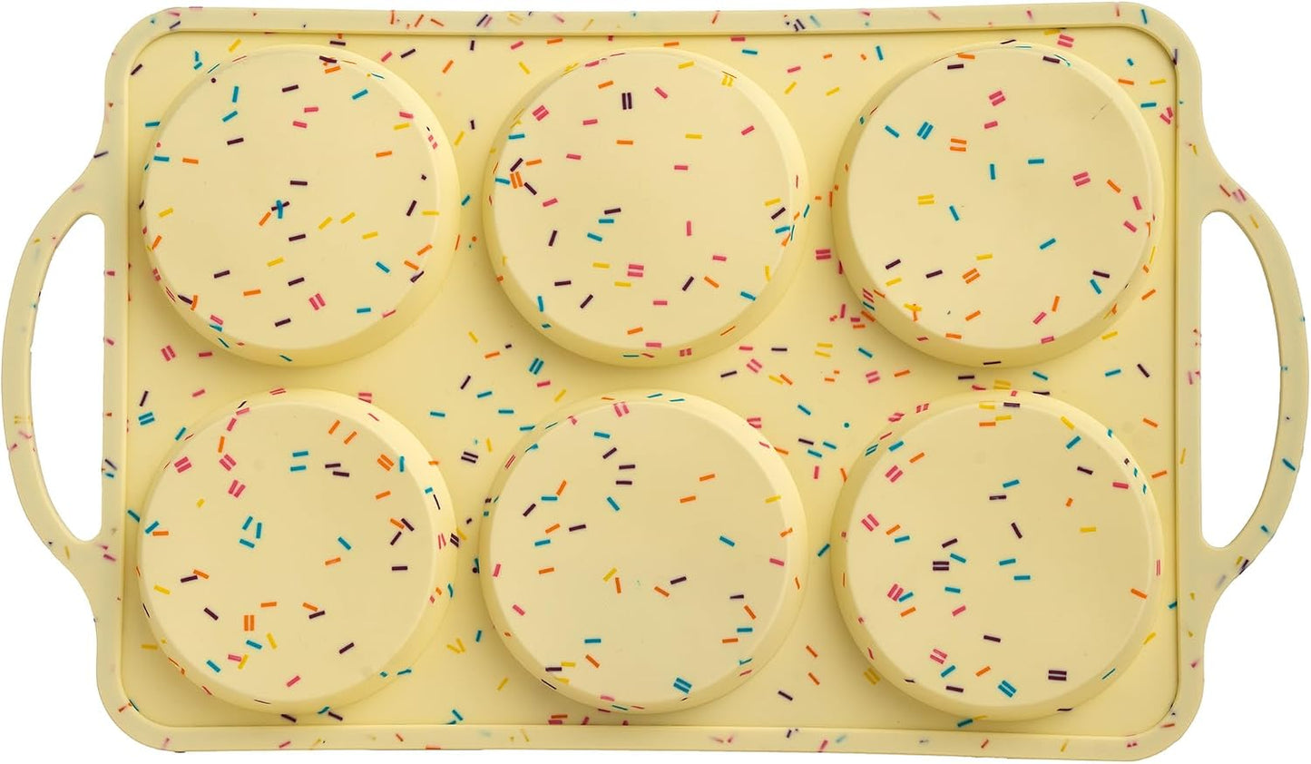 2-Pack Silicone Muffin Pan Set – Regular 12 Cup & Mini 24-Cup Silicone Muffin Pans for Baking – Nonstick Silicone Cupcake Pan with Metal-Reinforced Handles – BPA-Free, Dishwasher-Safe, Cream